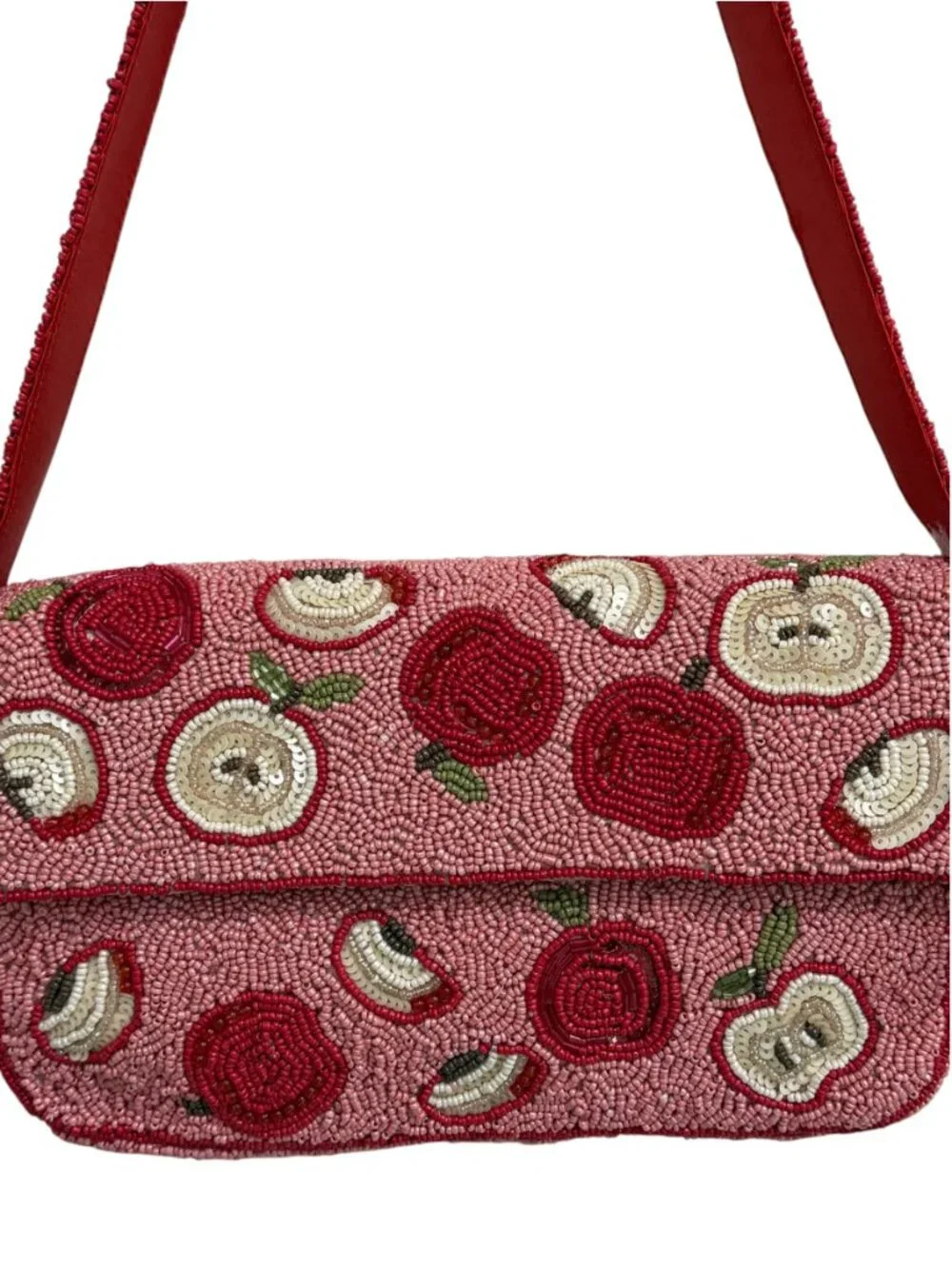 Beaded Sequin Bag Red Apple New Release Made in India NWT